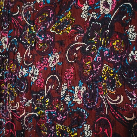 New 3X 30/32 Crinkled Flutter Maxi Dress Paisley Boho Festival Purple Floral - Picture 9 of 9